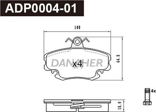 Danaher ADP0004-01 - Kit de plaquettes de frein, frein à disque cwaw.fr