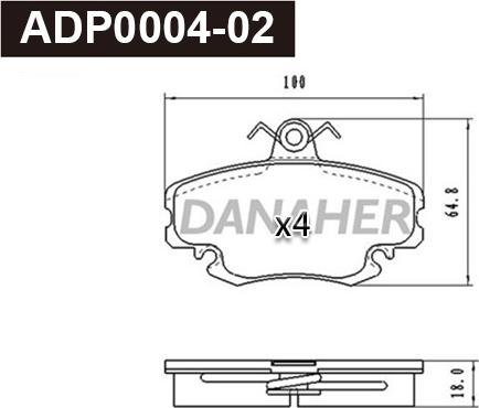 Danaher ADP0004-02 - Kit de plaquettes de frein, frein à disque cwaw.fr