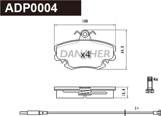 Danaher ADP0004 - Kit de plaquettes de frein, frein à disque cwaw.fr