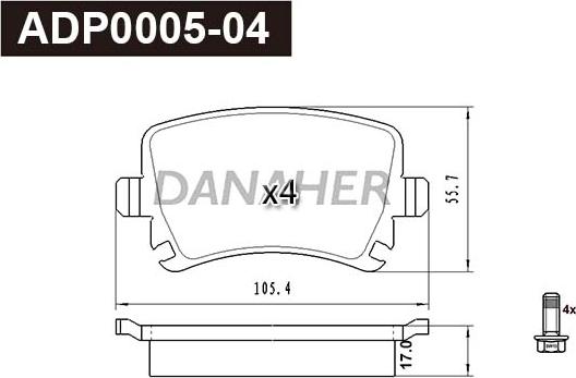 Danaher ADP0005-04 - Kit de plaquettes de frein, frein à disque cwaw.fr