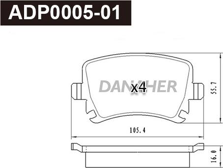 Danaher ADP0005-01 - Kit de plaquettes de frein, frein à disque cwaw.fr