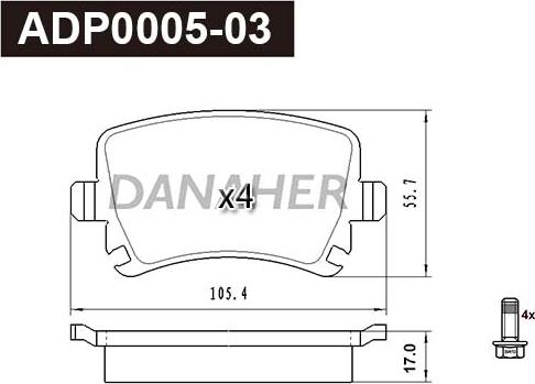 Danaher ADP0005-03 - Kit de plaquettes de frein, frein à disque cwaw.fr