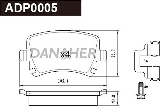 Danaher ADP0005 - Kit de plaquettes de frein, frein à disque cwaw.fr