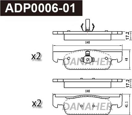 Danaher ADP0006-01 - Kit de plaquettes de frein, frein à disque cwaw.fr