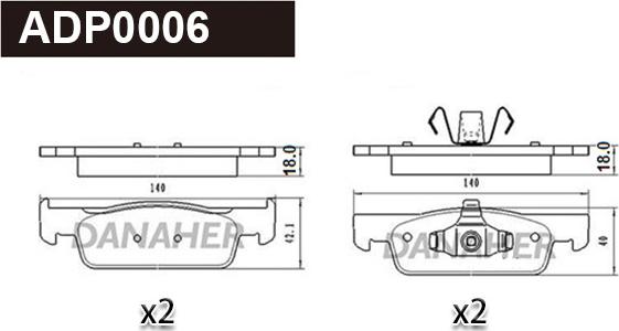 Danaher ADP0006 - Kit de plaquettes de frein, frein à disque cwaw.fr