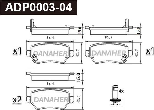 Danaher ADP0003-04 - Kit de plaquettes de frein, frein à disque cwaw.fr