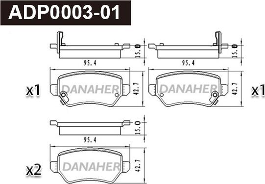 Danaher ADP0003-01 - Kit de plaquettes de frein, frein à disque cwaw.fr