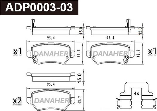 Danaher ADP0003-03 - Kit de plaquettes de frein, frein à disque cwaw.fr