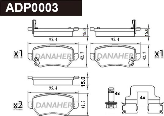 Danaher ADP0003 - Kit de plaquettes de frein, frein à disque cwaw.fr