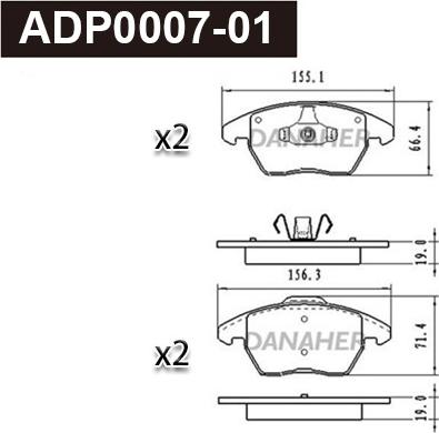 Danaher ADP0007-01 - Kit de plaquettes de frein, frein à disque cwaw.fr