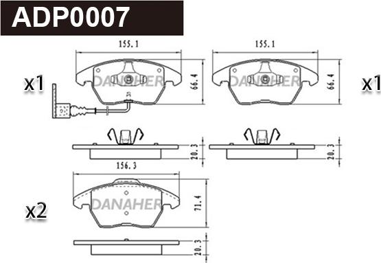 Danaher ADP0007 - Kit de plaquettes de frein, frein à disque cwaw.fr