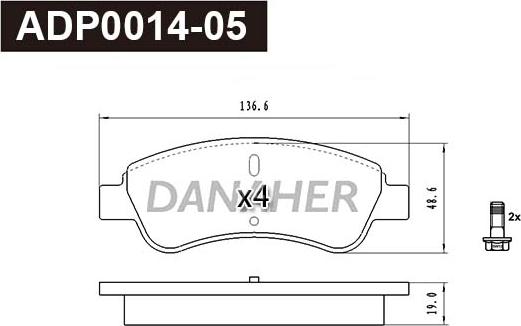 Danaher ADP0014-05 - Kit de plaquettes de frein, frein à disque cwaw.fr