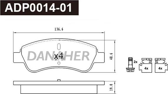 Danaher ADP0014-01 - Kit de plaquettes de frein, frein à disque cwaw.fr