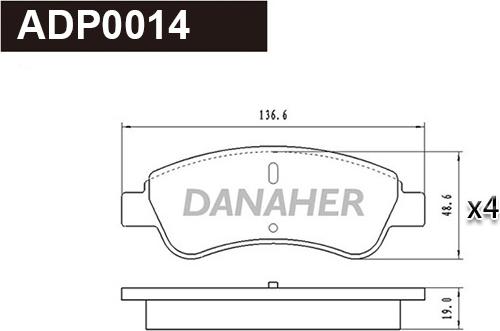 Danaher ADP0014 - Kit de plaquettes de frein, frein à disque cwaw.fr