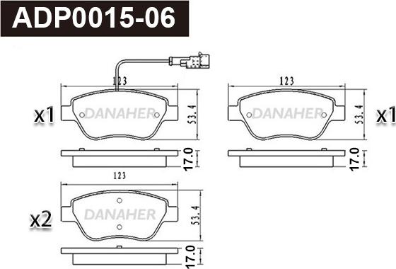 Danaher ADP0015-06 - Kit de plaquettes de frein, frein à disque cwaw.fr