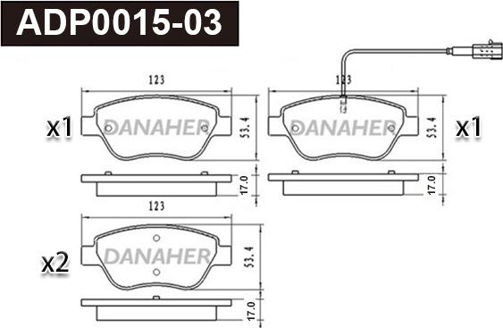 Danaher ADP0015-03 - Kit de plaquettes de frein, frein à disque cwaw.fr