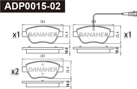 Danaher ADP0015-02 - Kit de plaquettes de frein, frein à disque cwaw.fr