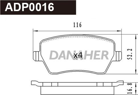 Danaher ADP0016 - Kit de plaquettes de frein, frein à disque cwaw.fr