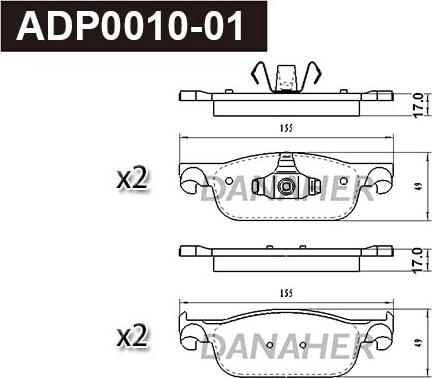 Danaher ADP0010-01 - Kit de plaquettes de frein, frein à disque cwaw.fr