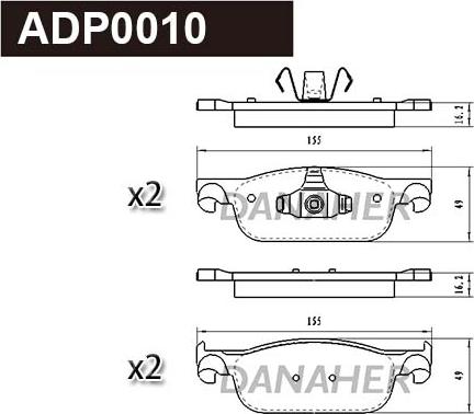 Danaher ADP0010 - Kit de plaquettes de frein, frein à disque cwaw.fr