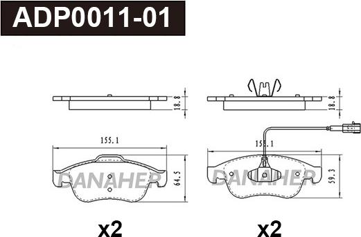 Danaher ADP0011-01 - Kit de plaquettes de frein, frein à disque cwaw.fr