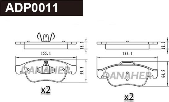 Danaher ADP0011 - Kit de plaquettes de frein, frein à disque cwaw.fr