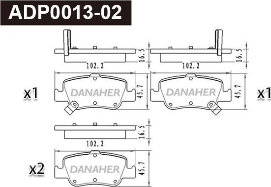 Danaher ADP0013-02 - Kit de plaquettes de frein, frein à disque cwaw.fr