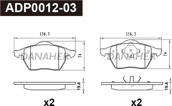 Danaher ADP0012-03 - Kit de plaquettes de frein, frein à disque cwaw.fr