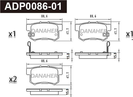 Danaher ADP0086-01 - Kit de plaquettes de frein, frein à disque cwaw.fr