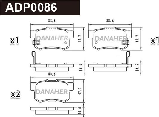 Danaher ADP0086 - Kit de plaquettes de frein, frein à disque cwaw.fr