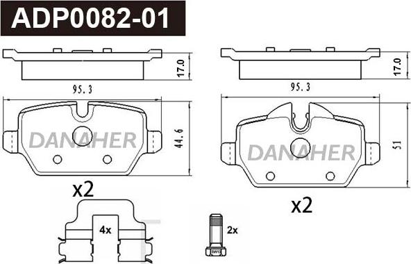 Danaher ADP0082-01 - Kit de plaquettes de frein, frein à disque cwaw.fr