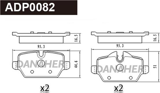 Danaher ADP0082 - Kit de plaquettes de frein, frein à disque cwaw.fr