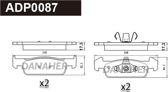 Danaher ADP0087 - Kit de plaquettes de frein, frein à disque cwaw.fr