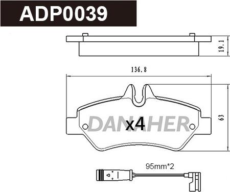 Danaher ADP0039 - Kit de plaquettes de frein, frein à disque cwaw.fr