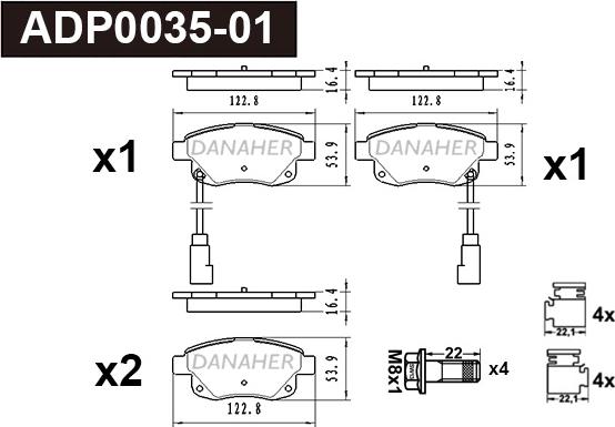 Danaher ADP0035-01 - Kit de plaquettes de frein, frein à disque cwaw.fr