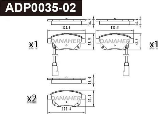 Danaher ADP0035-02 - Kit de plaquettes de frein, frein à disque cwaw.fr