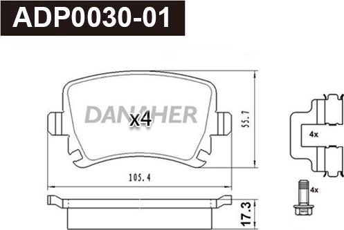 Danaher ADP0030-01 - Kit de plaquettes de frein, frein à disque cwaw.fr