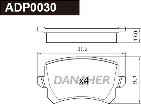 Danaher ADP0030 - Kit de plaquettes de frein, frein à disque cwaw.fr