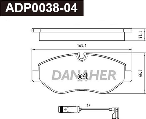 Danaher ADP0038-04 - Kit de plaquettes de frein, frein à disque cwaw.fr