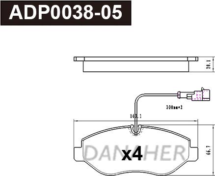 Danaher ADP0038-05 - Kit de plaquettes de frein, frein à disque cwaw.fr