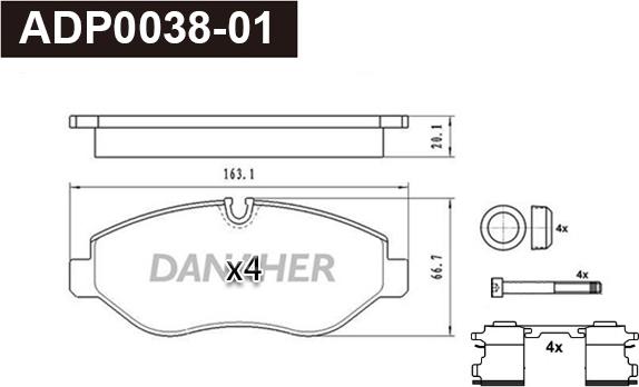 Danaher ADP0038-01 - Kit de plaquettes de frein, frein à disque cwaw.fr