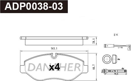 Danaher ADP0038-03 - Kit de plaquettes de frein, frein à disque cwaw.fr