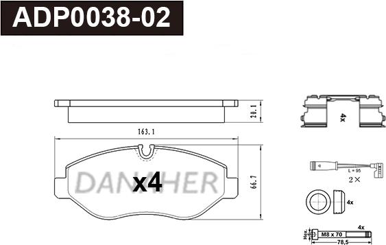 Danaher ADP0038-02 - Kit de plaquettes de frein, frein à disque cwaw.fr