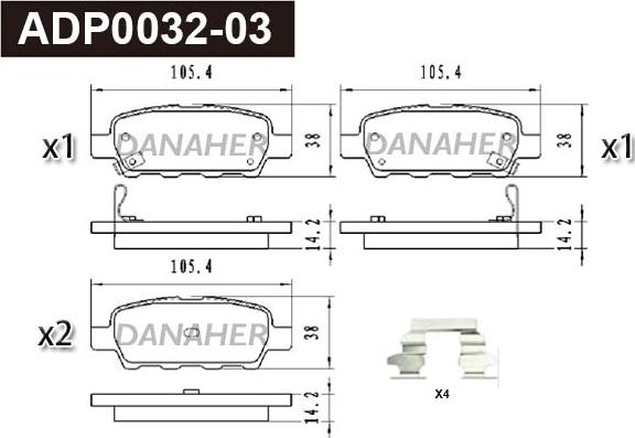 Danaher ADP0032-03 - Kit de plaquettes de frein, frein à disque cwaw.fr