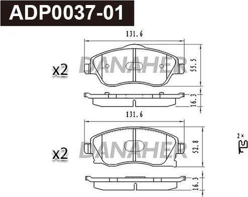 Danaher ADP0037-01 - Kit de plaquettes de frein, frein à disque cwaw.fr