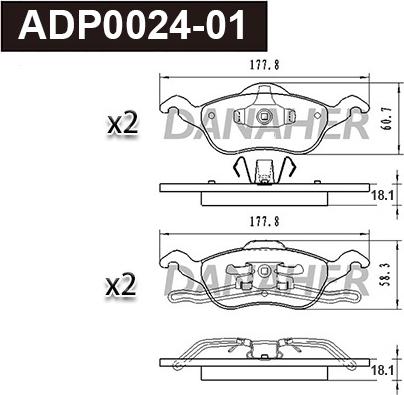 Danaher ADP0024-01 - Kit de plaquettes de frein, frein à disque cwaw.fr