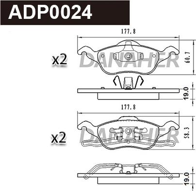 Danaher ADP0024 - Kit de plaquettes de frein, frein à disque cwaw.fr