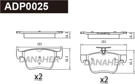 Danaher ADP0025 - Kit de plaquettes de frein, frein à disque cwaw.fr