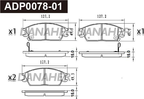 Danaher ADP0078-01 - Kit de plaquettes de frein, frein à disque cwaw.fr