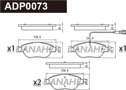 Danaher ADP0073 - Kit de plaquettes de frein, frein à disque cwaw.fr